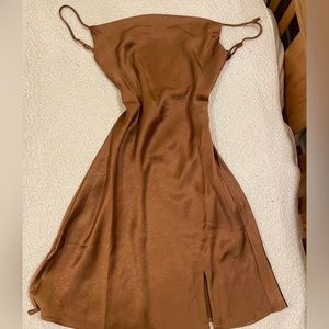 silk brown dress